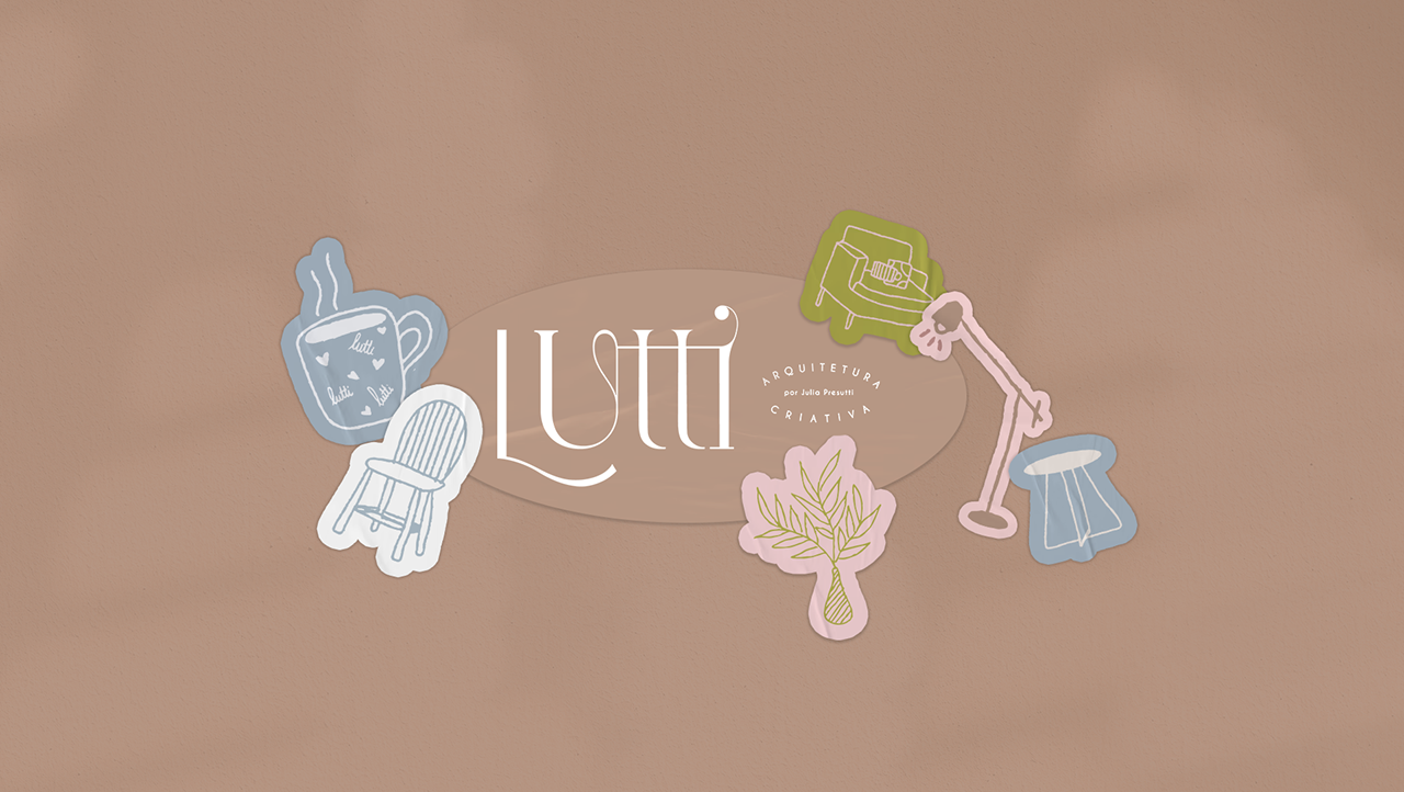 Identidade Lutti Arquitetura com ilustrações delicadas